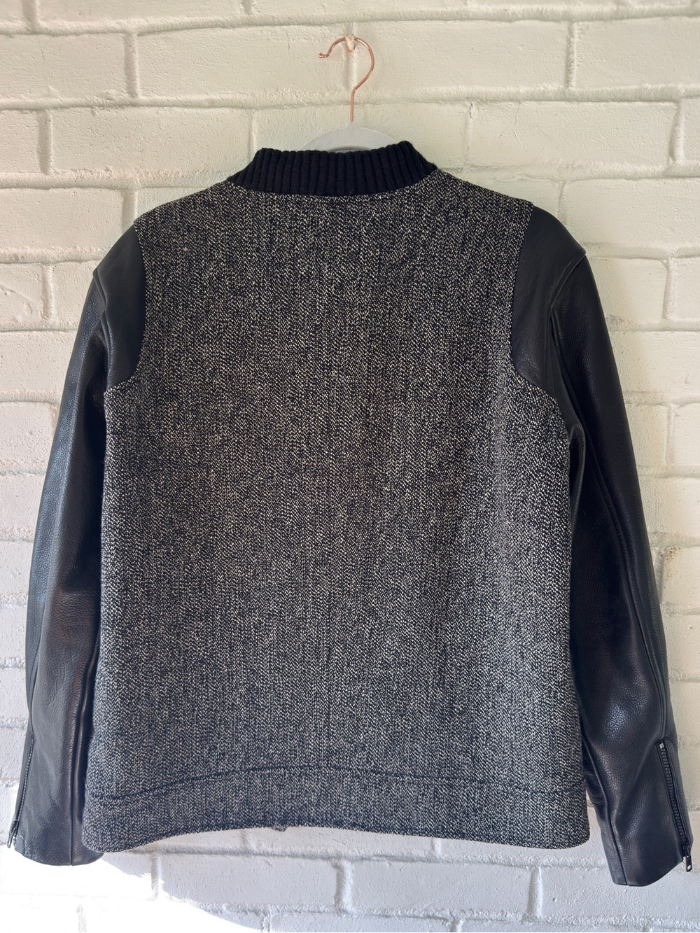 *RARE* TIMO WEILAND Leather & Herringbone Wool Bomber Jacket - Men’s MEDIUM - Picture 6 of 15